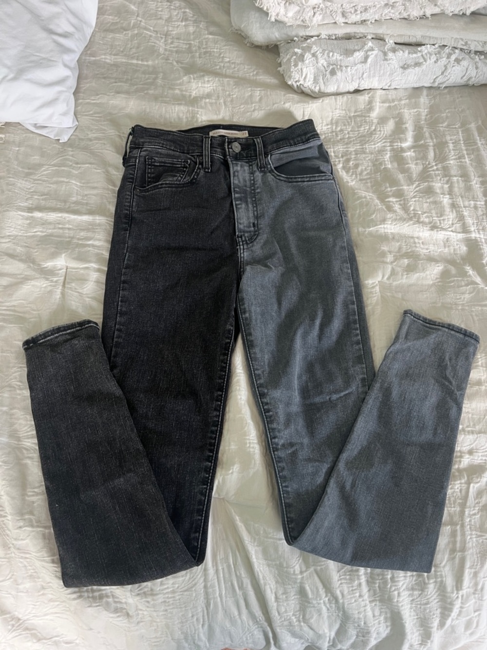 Two-Tone Black/Grey Slim Jeans